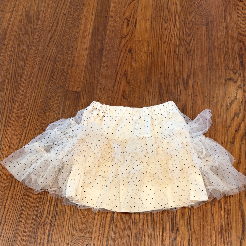 Habitual Cream with Black Polka Dots‎ Tulle Mini Skirt - Girls 10